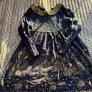 Mini Boden Navy and Gold Formal Kids Dress